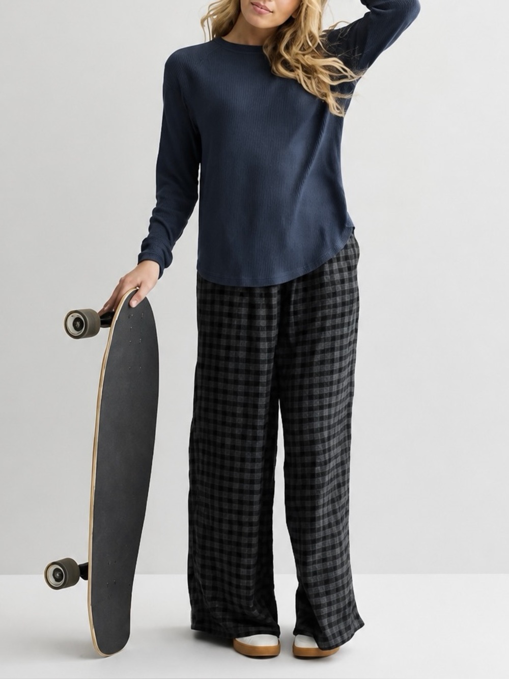 Navy Cozy Ribbed Crewneck Long Sleeve Pullover